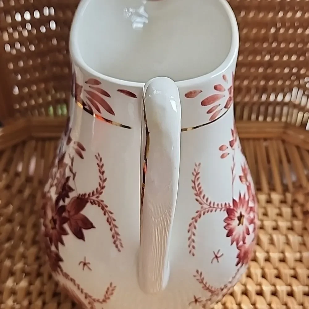 Floral Pitcher Gold Tone Accent